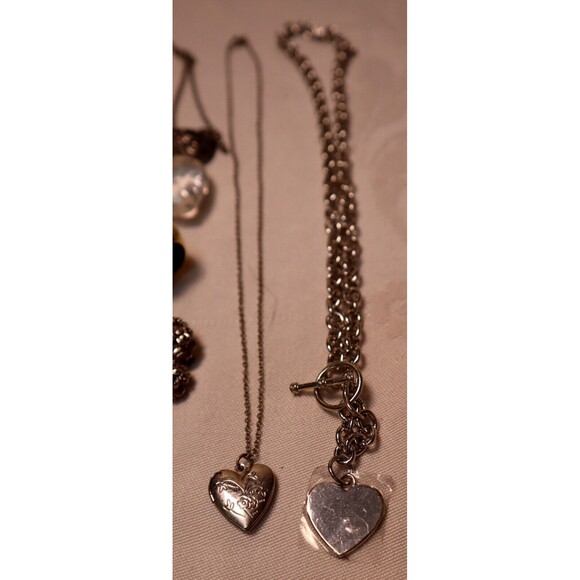 Vintage Heart Jewelry Lot 30 Pc Locket Brooches More - Picture 5 of 11